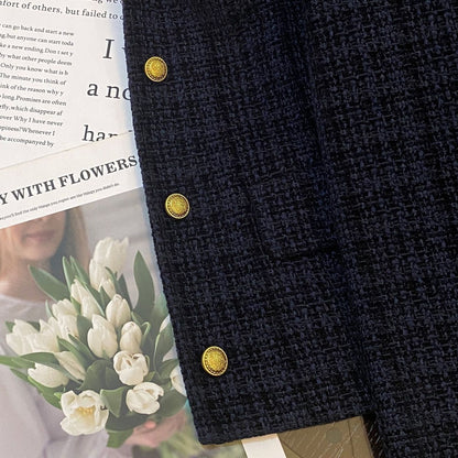 Damen Bouclé-Jacke Strukturiert Goldknöpfe Norvielle