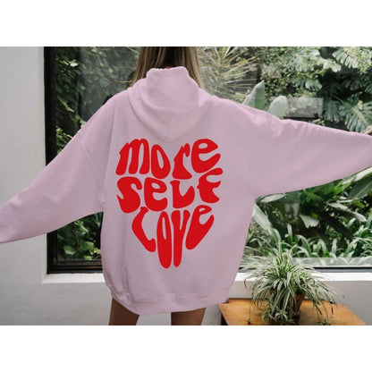 Damen Oversized Kapuzenpullover Herzmotiv