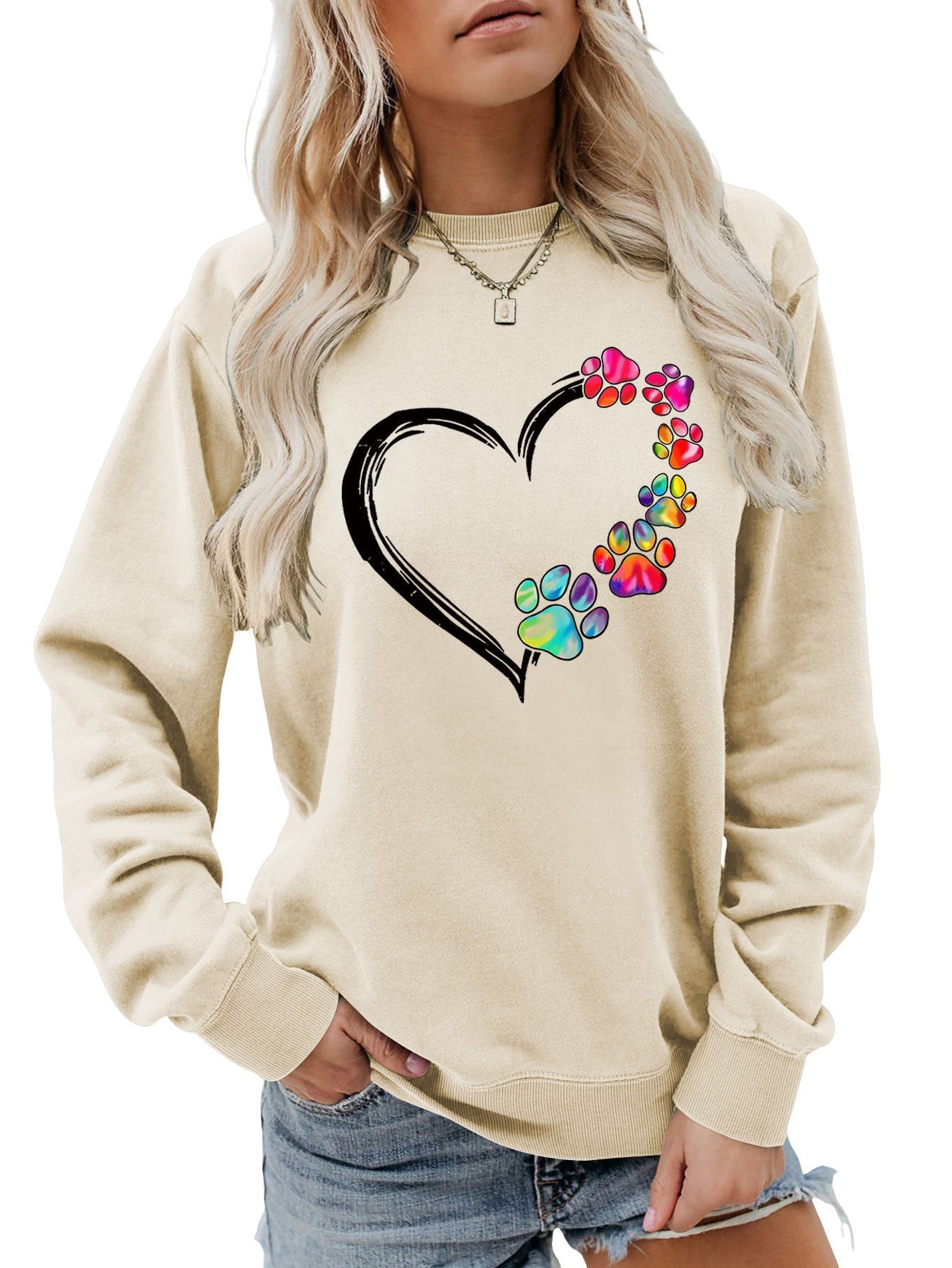 Damen Sweatshirt Pfotenherz-Design Norvielle