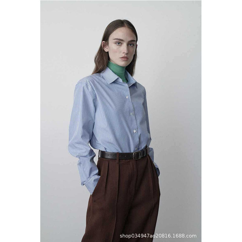 Damen Hemdbluse Oversize Gestreift Baumwolle
