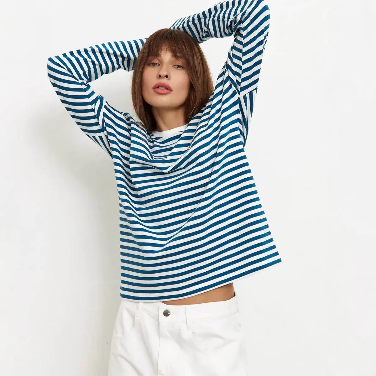 Damen Streifen T-Shirt Langärmlig Norvielle