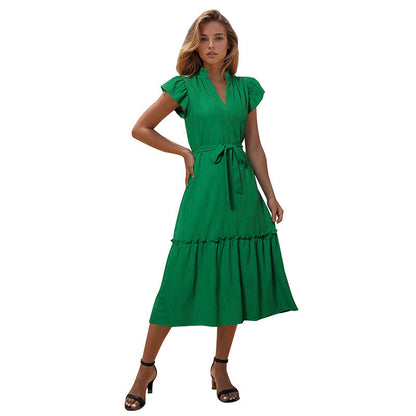 Damen Midi-Kleid Rüschendetails Elastischer Taillenzug Norvielle