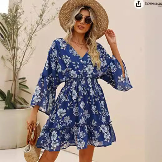 Damen Freizeitkleid Floralmuster Leicht Norvielle