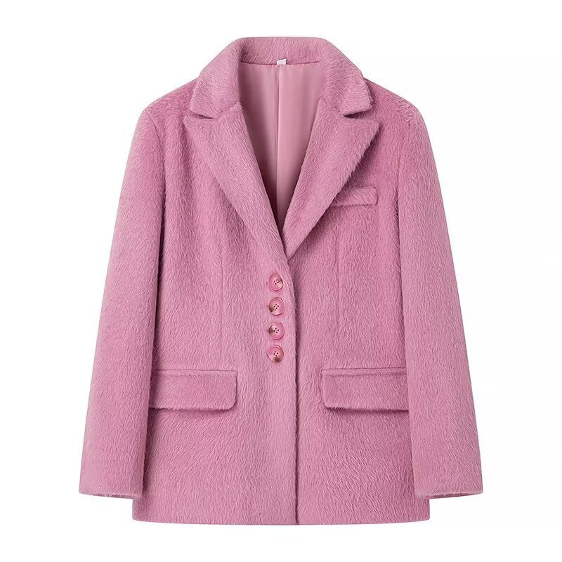 Damen Teddyblazer Elegante Knopfleiste Norvielle