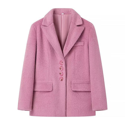 Damen Teddyblazer Elegante Knopfleiste Norvielle