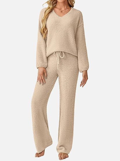 Damen Lounge-Set Weiches Strukturiertes Material Norvielle