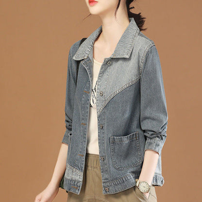 Damen Jeansjacke Strukturiertem Kragen