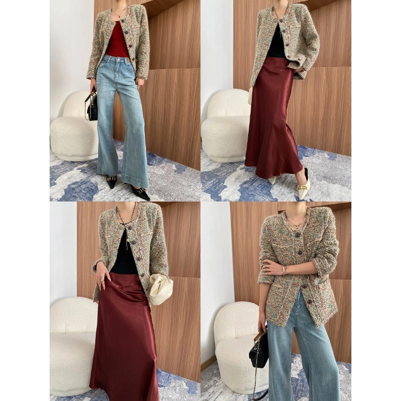 Damen Strickjacke Bunt Muster Knöpfe