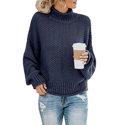 Damen Rollkragenpullover Grobgestrickt Lässiger Schnitt Norvielle