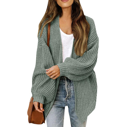 Damen Grobstrickjacke Lässiger Schnitt Überschnittene Schultern