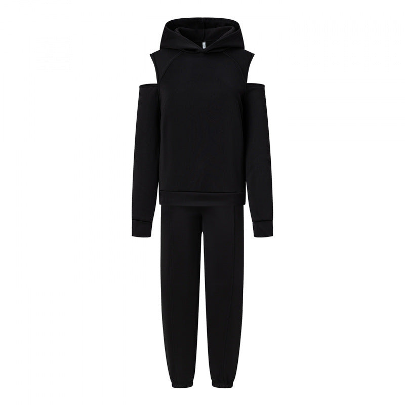 Damen Sportliches Sweatset Tiefes Raglanärmel Grau Norvielle
