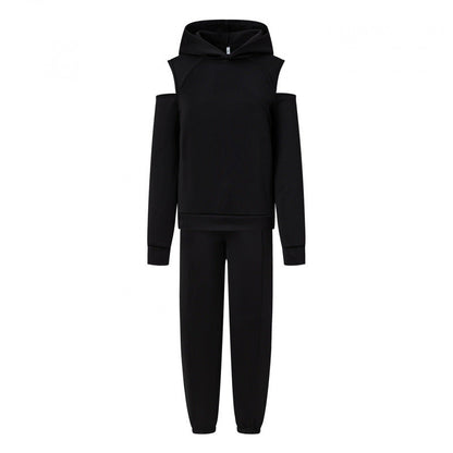 Damen Sportliches Sweatset Tiefes Raglanärmel Grau Norvielle