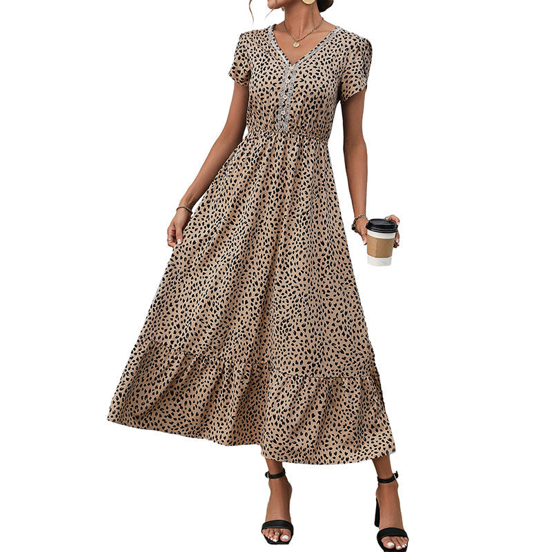 Damen Midi-Kleid Rüschendetails V-Ausschnitt Elegant Norvielle