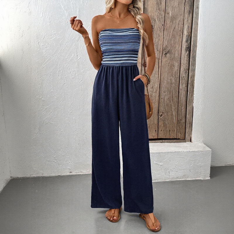 Damen Jumpsuit Weites Bein Elastisch Norvielle