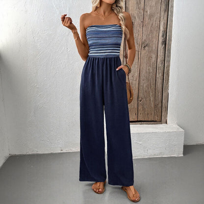 Damen Jumpsuit Weites Bein Elastisch Norvielle