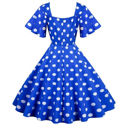 Damen Rockabilly Kleid Polka Dots Muster es Kleid