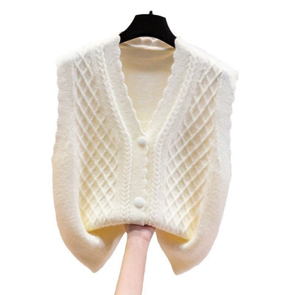 Damen Strickweste Zopfmuster Knopfdetails Norvielle