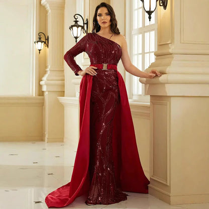 Damen Maxikleid Glitzernd Cape Elegant