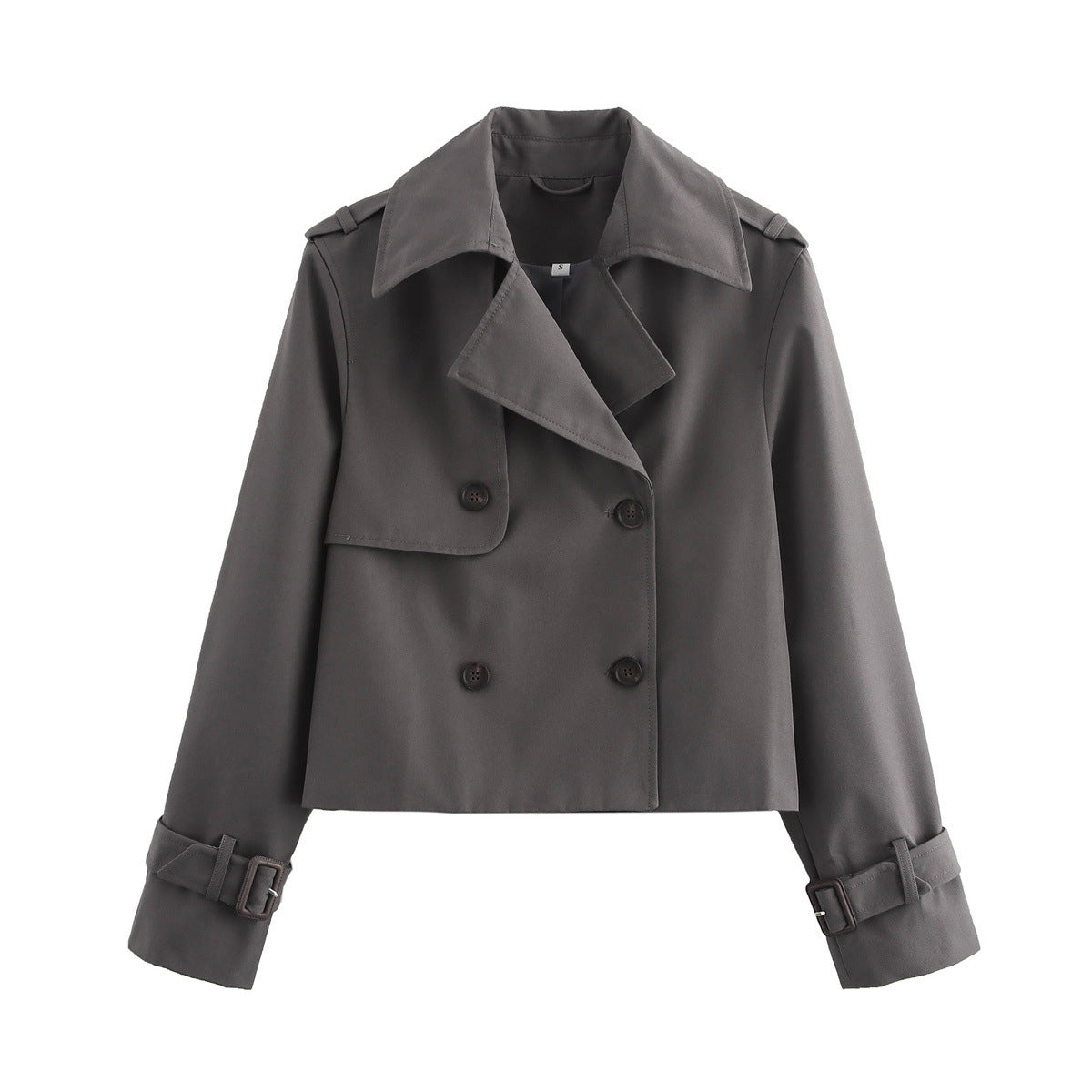 Damen Übergangsjacke Cropped Modell Breiter Kragen Beige