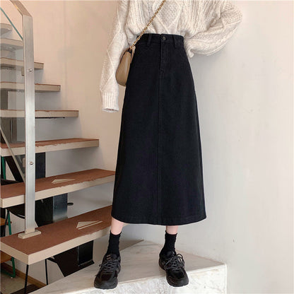 Damen Midi-Rock Hohe Taille Denim