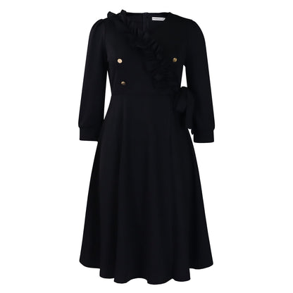 Damen Midikleid Rüschendetail Tailliert Norvielle