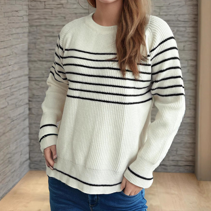 Damen Pullover Maritimes Streifenmuster Weich Norvielle