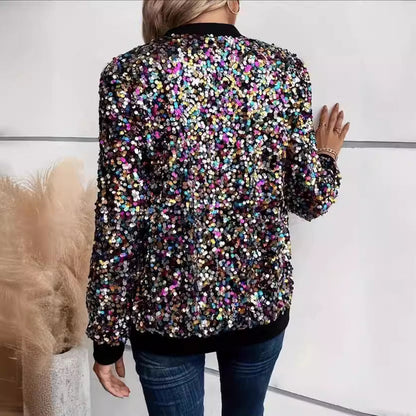 Damen Funktionsjacke Glitzer Pailletten Bequem Norvielle
