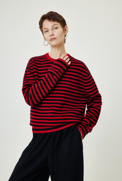 Damen Rollkragenpullover Streifenmuster Norvielle