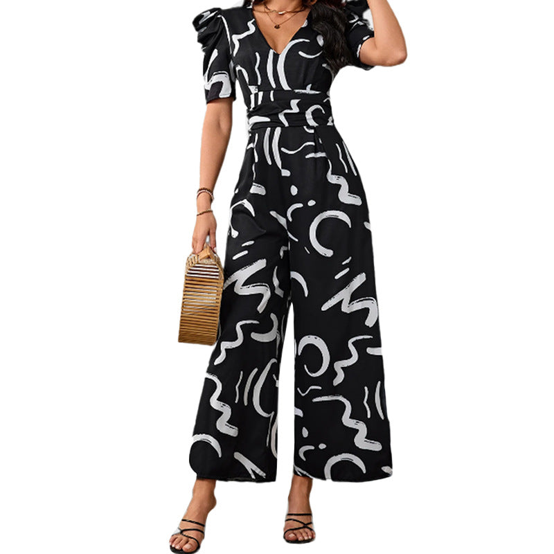 Damen Jumpsuit Elegantes Grafikmuster Norvielle
