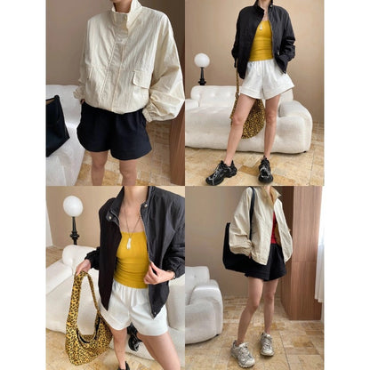 Damen Utility-Jacke Hohler Kragen Praktische Taschen Norvielle