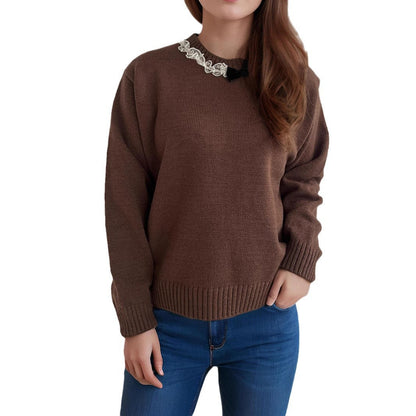 Damen Strickpullover Rüschendetails Norvielle