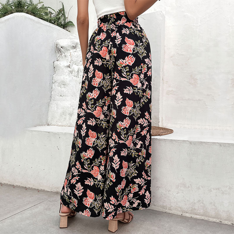 Damen Palazzo-Hosen Floralmuster Elastischer Bund Norvielle