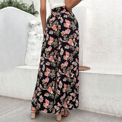 Damen Palazzo-Hosen Floralmuster Elastischer Bund Norvielle