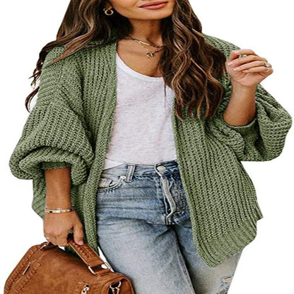 Damen Grobstrick-Pullover Voluminöse Ärmel Lässiger Schnitt