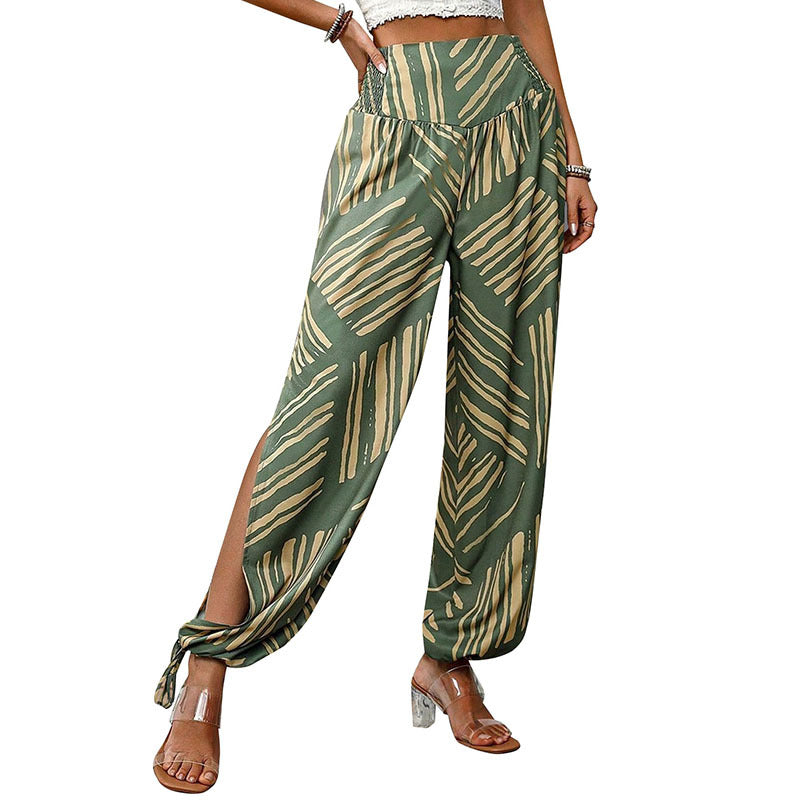 Damen Palazzo-Hose Weit Elastischer Bund