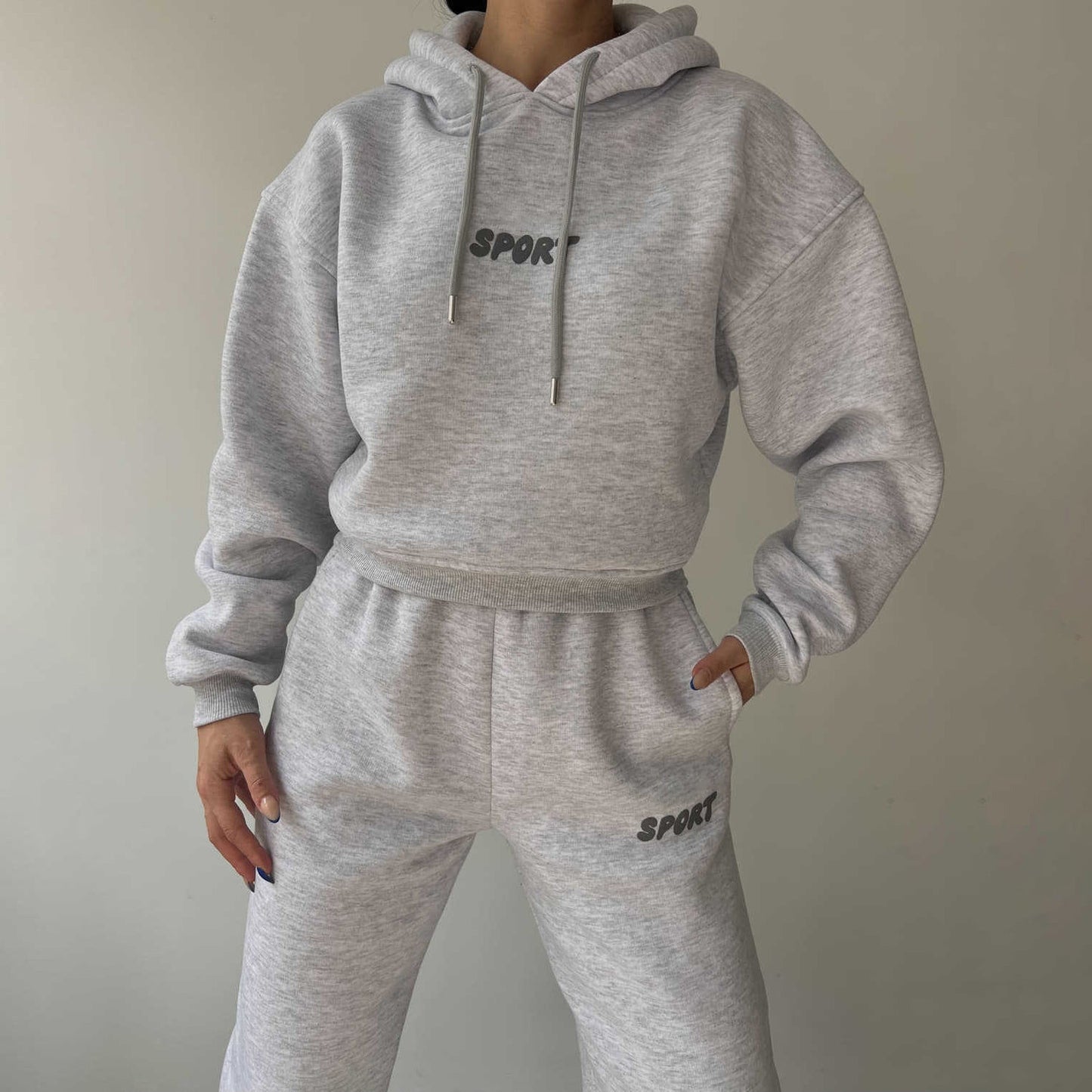 Damen Sport-Hoodie-Set mit Jogginghose Hochtailliert Weich Norvielle