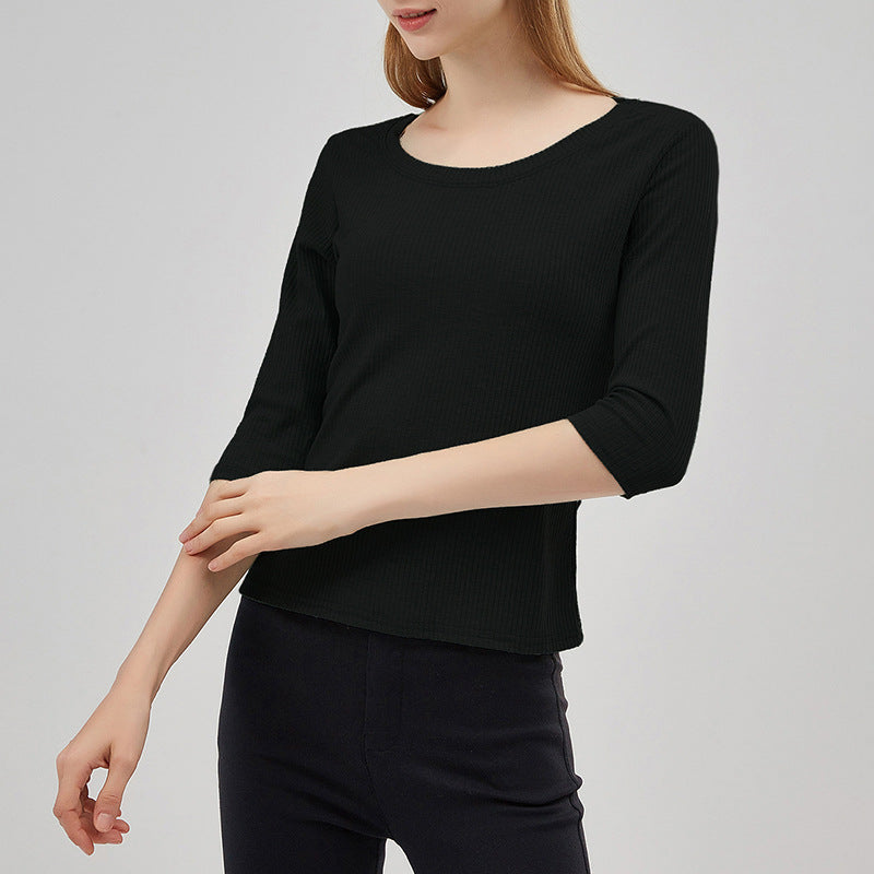 Damen Pullover Rippstoff 3/4 Ärmel Beige