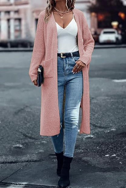 Damen Grobstrick-Cardigan Offene Taschen Lässiger Schnitt Norvielle