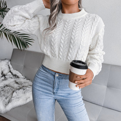 Damen Grobstrickpullover Zopfmuster Tailliert Norvielle