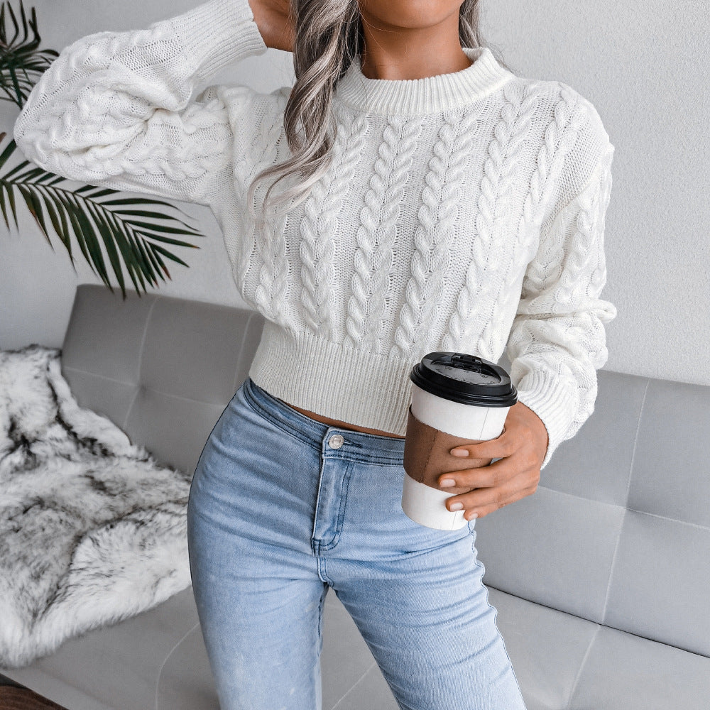 Damen Grobstrickpullover Zopfdesign Lässiger Schnitt Norvielle