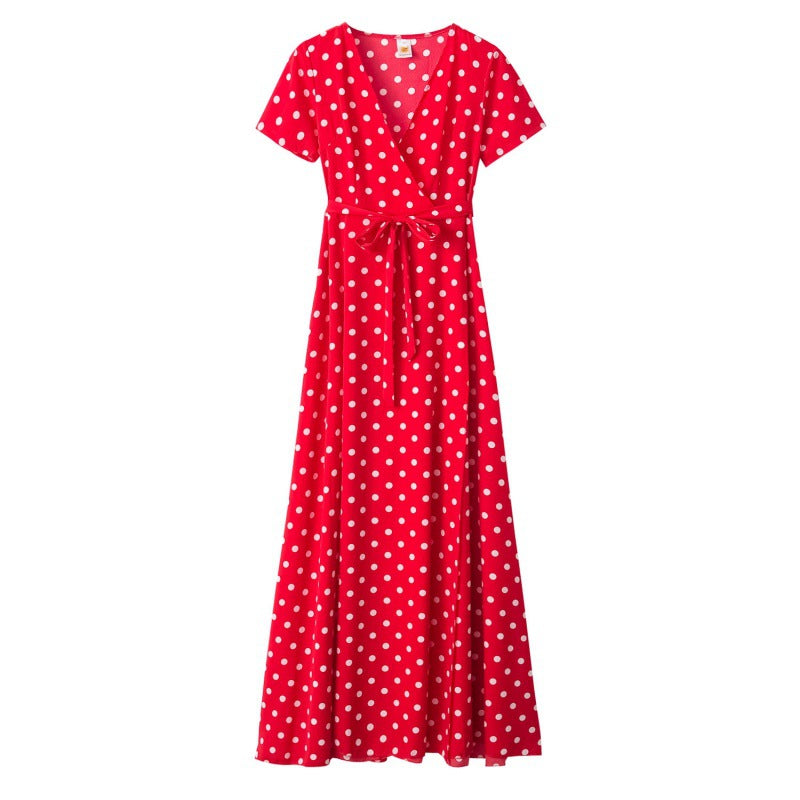 Damen Maxikleid Florales Wickeldesign Elegante Taillierung