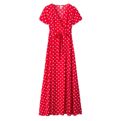 Damen Maxikleid Florales Wickeldesign Elegante Taillierung
