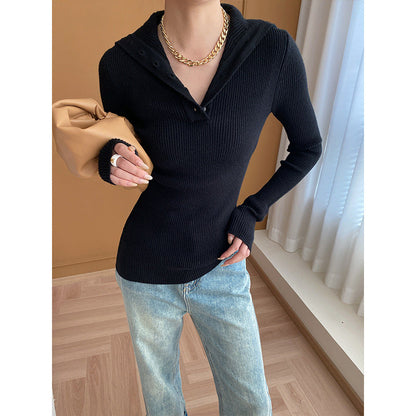 Damen Langarmshirt Knopfleiste Norvielle