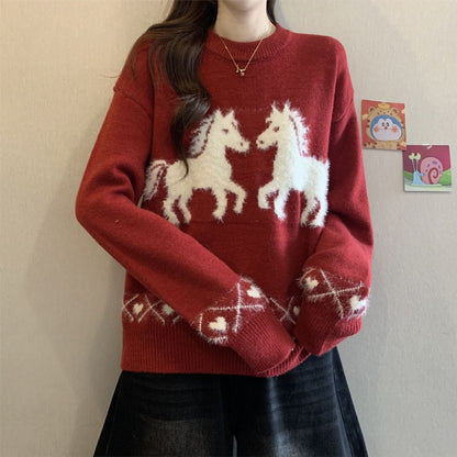 Damen Pullover Einhorn-Muster Weich Norvielle