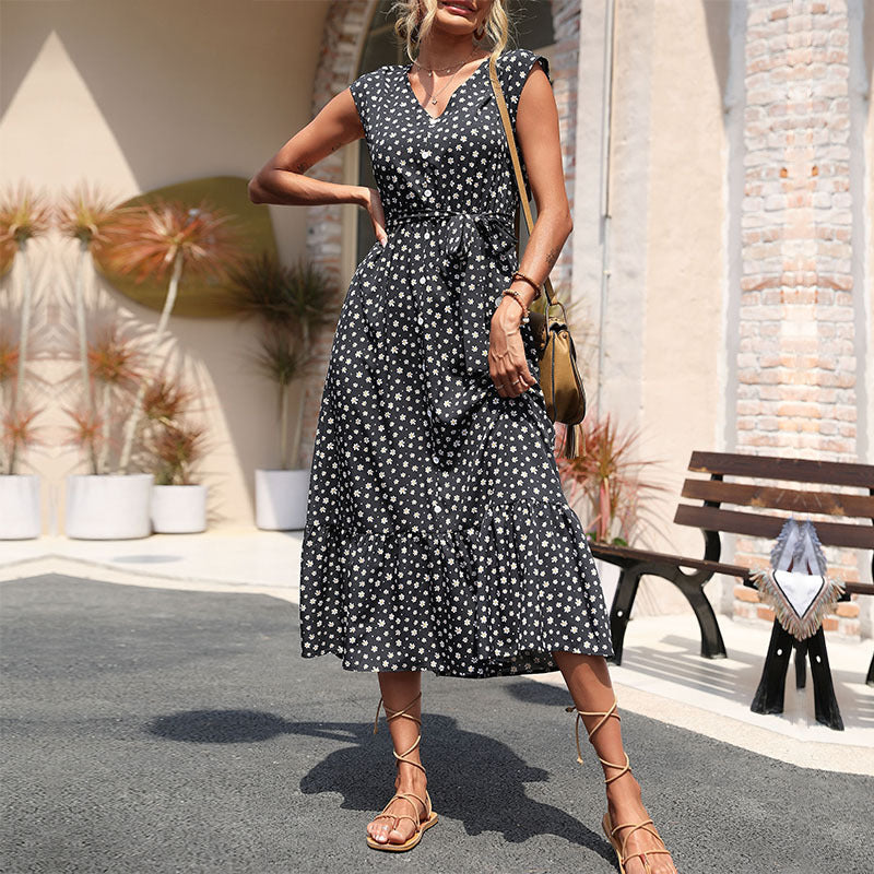 Damen Maxikleid Blumenmuster Rüschendetails Norvielle