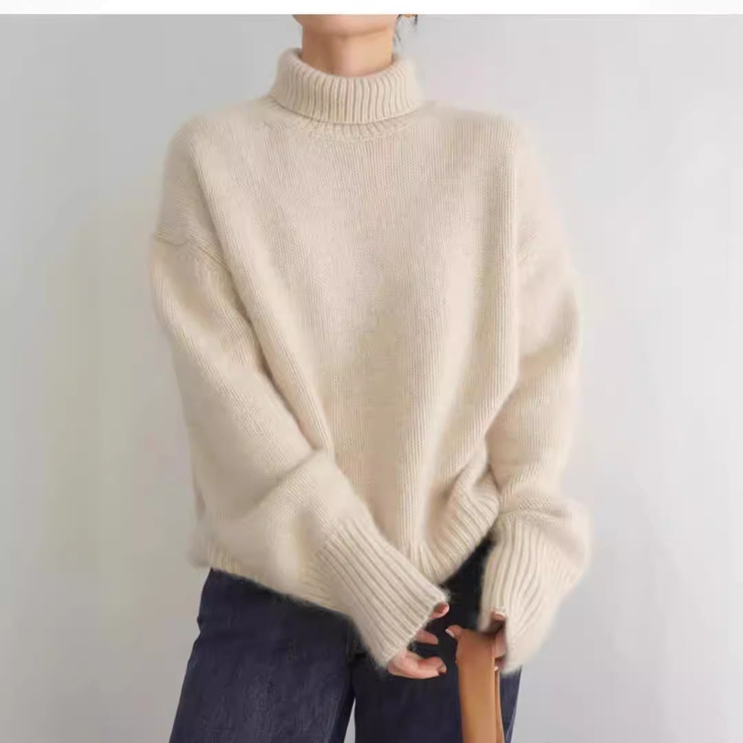 Damen Kaschmir Rollkragenpullover Weitschnitt Elegantes Norvielle