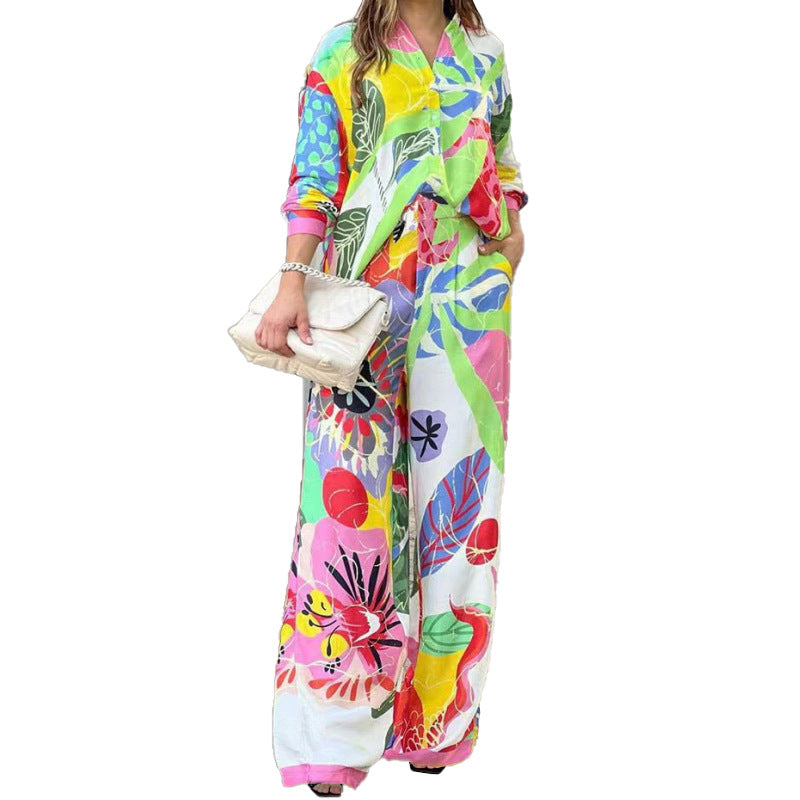 Damen Zweiteiliger Overall Blumenmuster Locker Passform