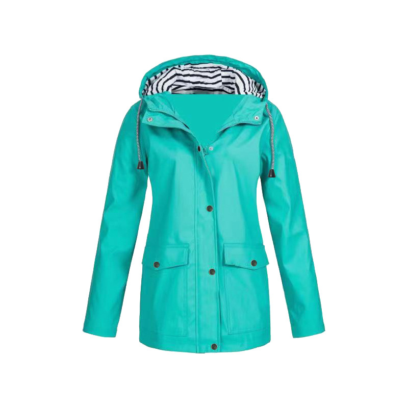 Damen Regenjacke mit Kapuze und Reißverschluss