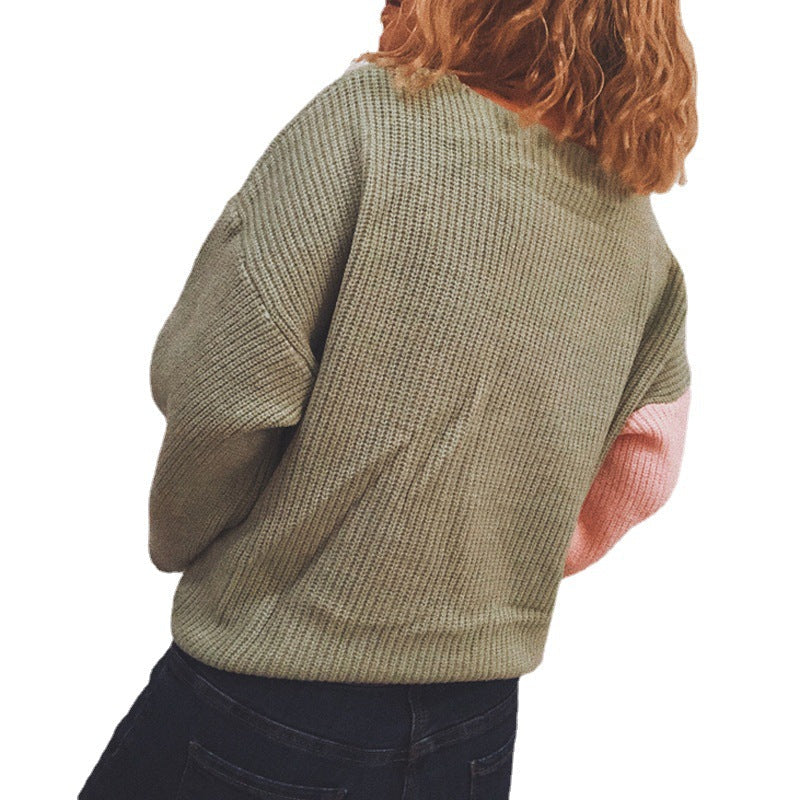 Damen Strickpullover Wickeldesign Breite Ärmel Norvielle
