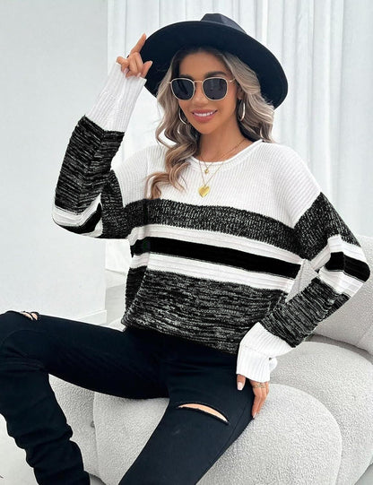 Damen Pullover Gestreift Weit Norvielle